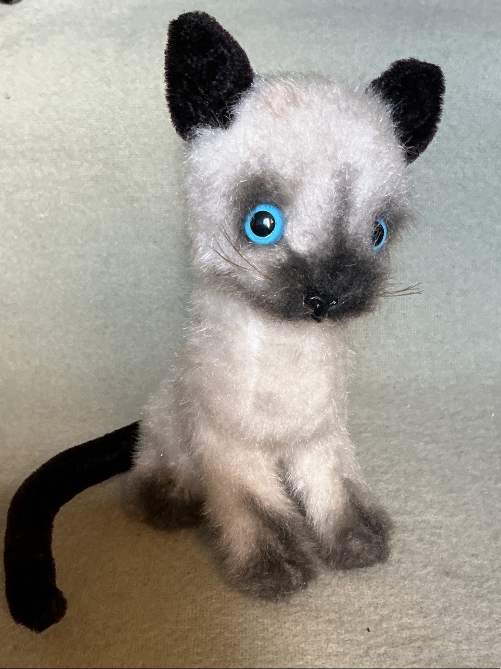 Plush Siamese-Style Cat Toy - Cream with Dark Brown Accents